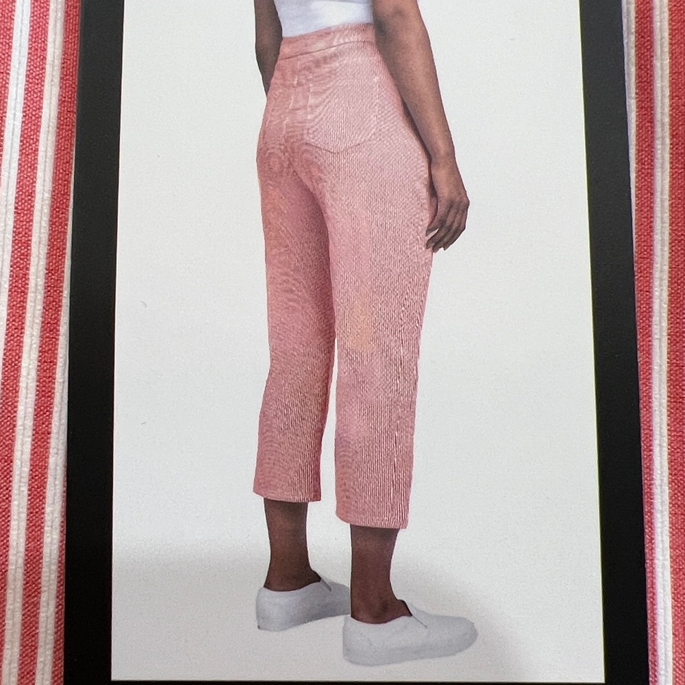 Mario Serrani Comfort Stretch Capri Pants Tomato Ivory NWT Size L - Picture 2 of 11
